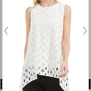 Vince Camuto Sleeveless Lace High Low Blouse XS